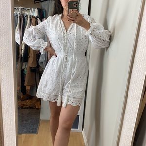 The Kooples Crochet Eyelet Lace Long Sleeve Romper